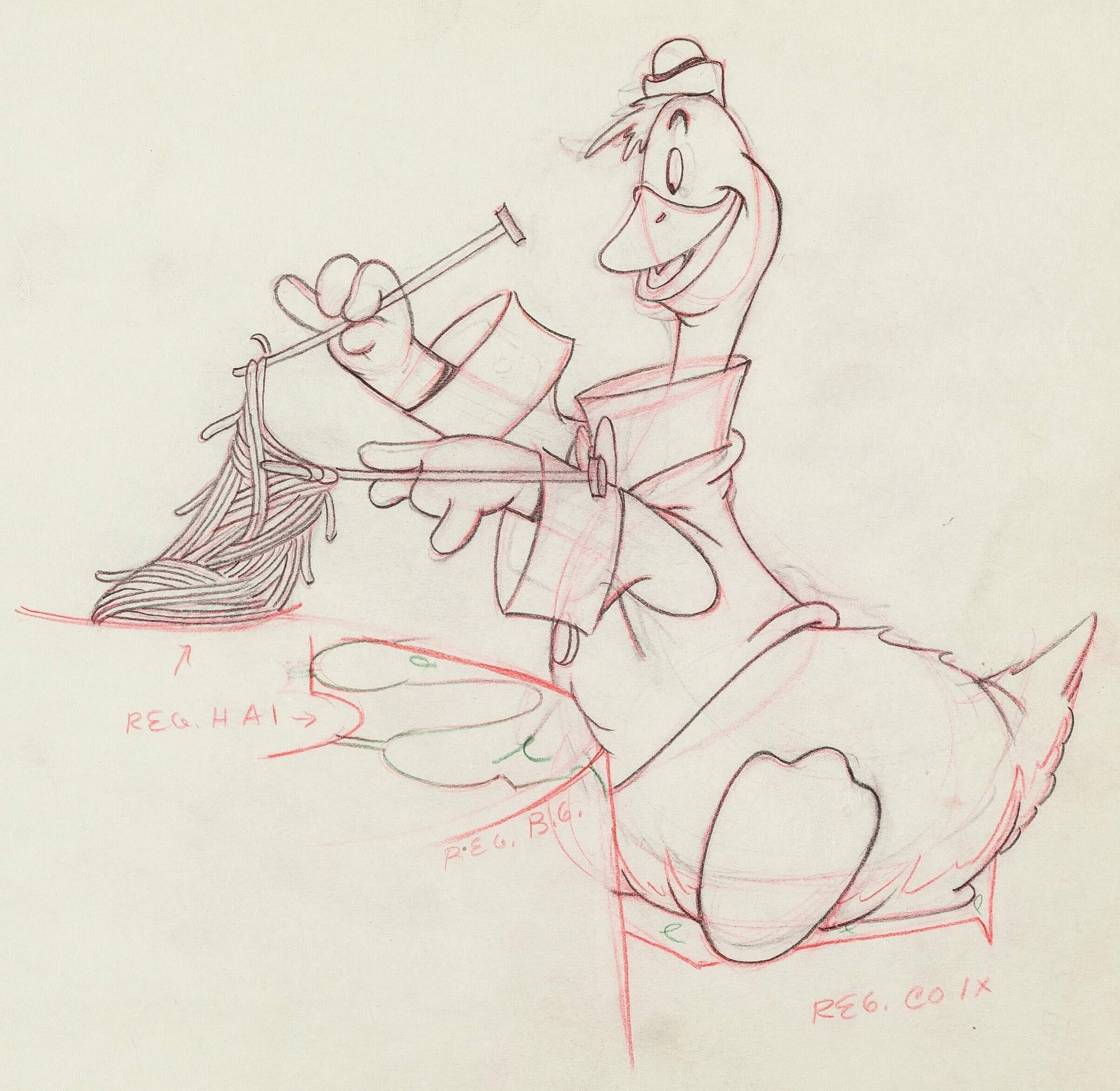 Donald's Cousin Gus Gus Goose Animation Drawing (Walt Disney, | Lot ...