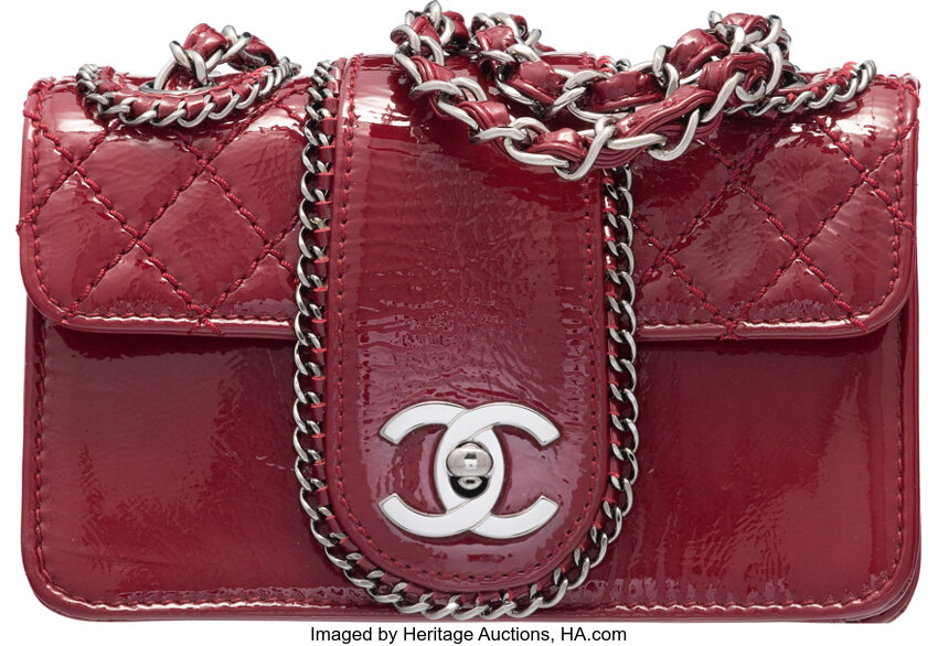 Chanel Red Patent Leather Mini Madison Flap Bag with Ruthenium