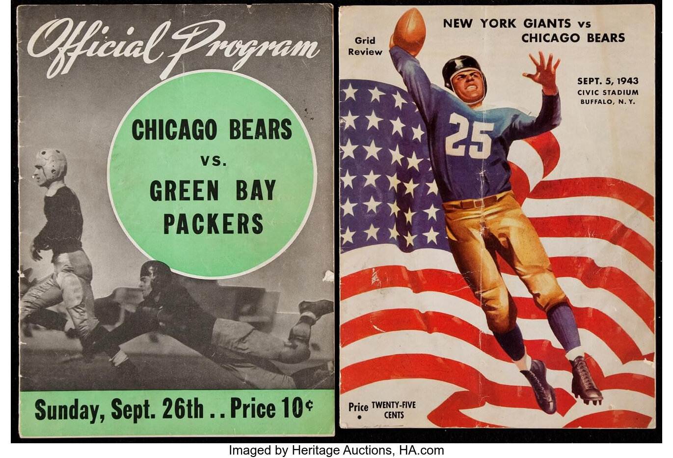 Sold at Auction: 1943 Chicago Bears vs Green Bay Packers Wrigley Field  Official Program