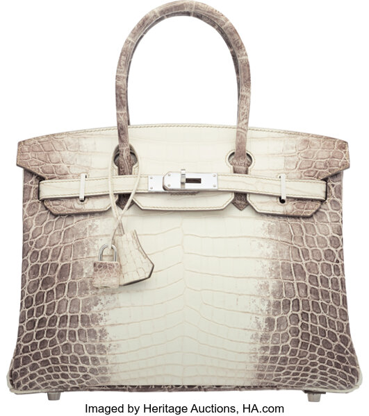 Hermes 30cm Matte White Himalayan Nilo Crocodile Birkin Bag with, Lot  #58118