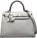 Hermes Limited Edition Metallic Silver Chevre Leather 18cm, Lot #56105