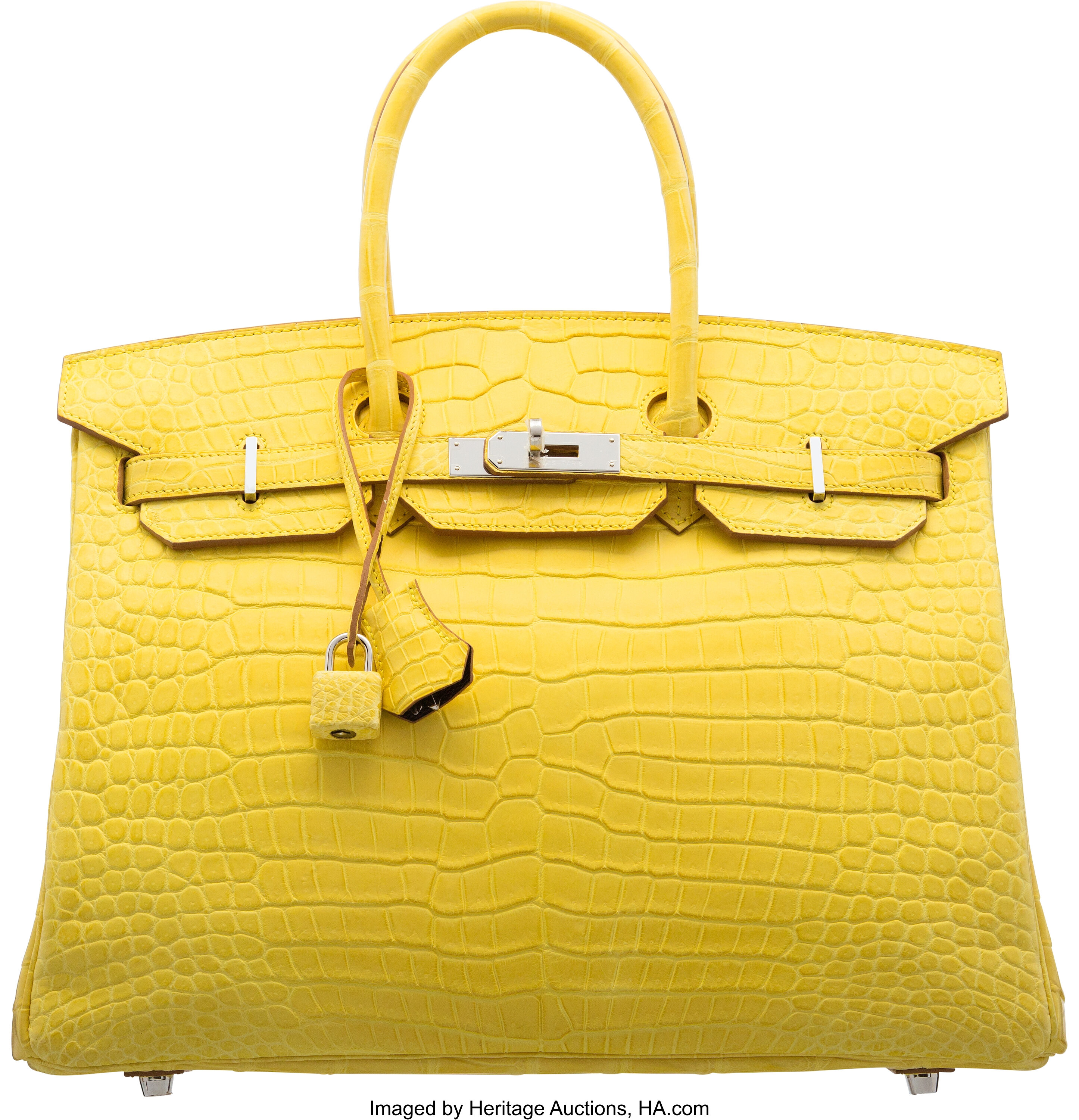 Hermes Special Order Horseshoe 35cm Matte Mimosa Crocodile Birkin