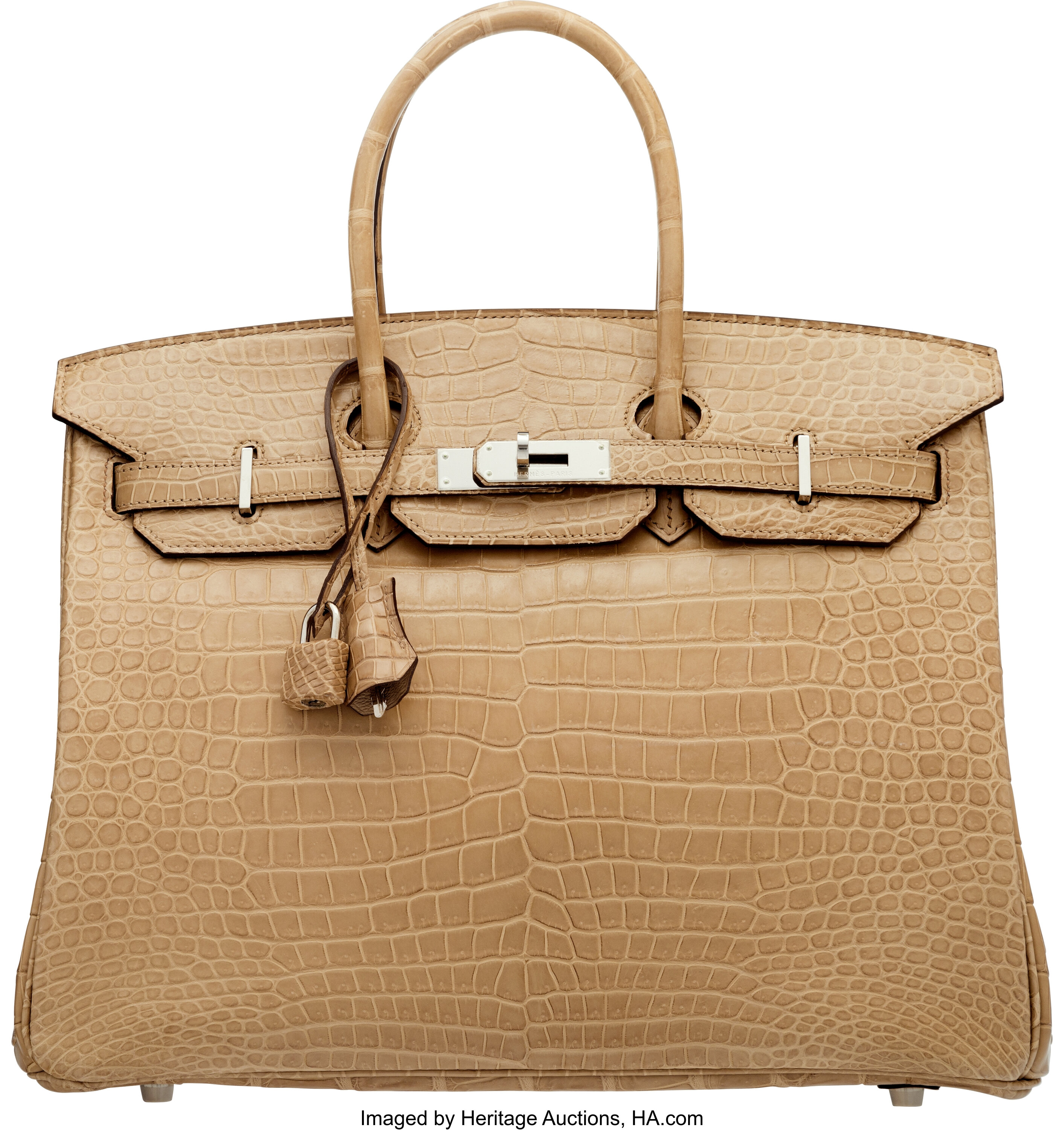 HERMES 35cm Crocodile Poussiere Porosus Birkin Bag