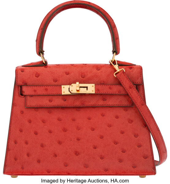 Sold at Auction: HERMES BIRKIN 30 IN ROUGE VIF OSTRICH, GOLD HARDWARE