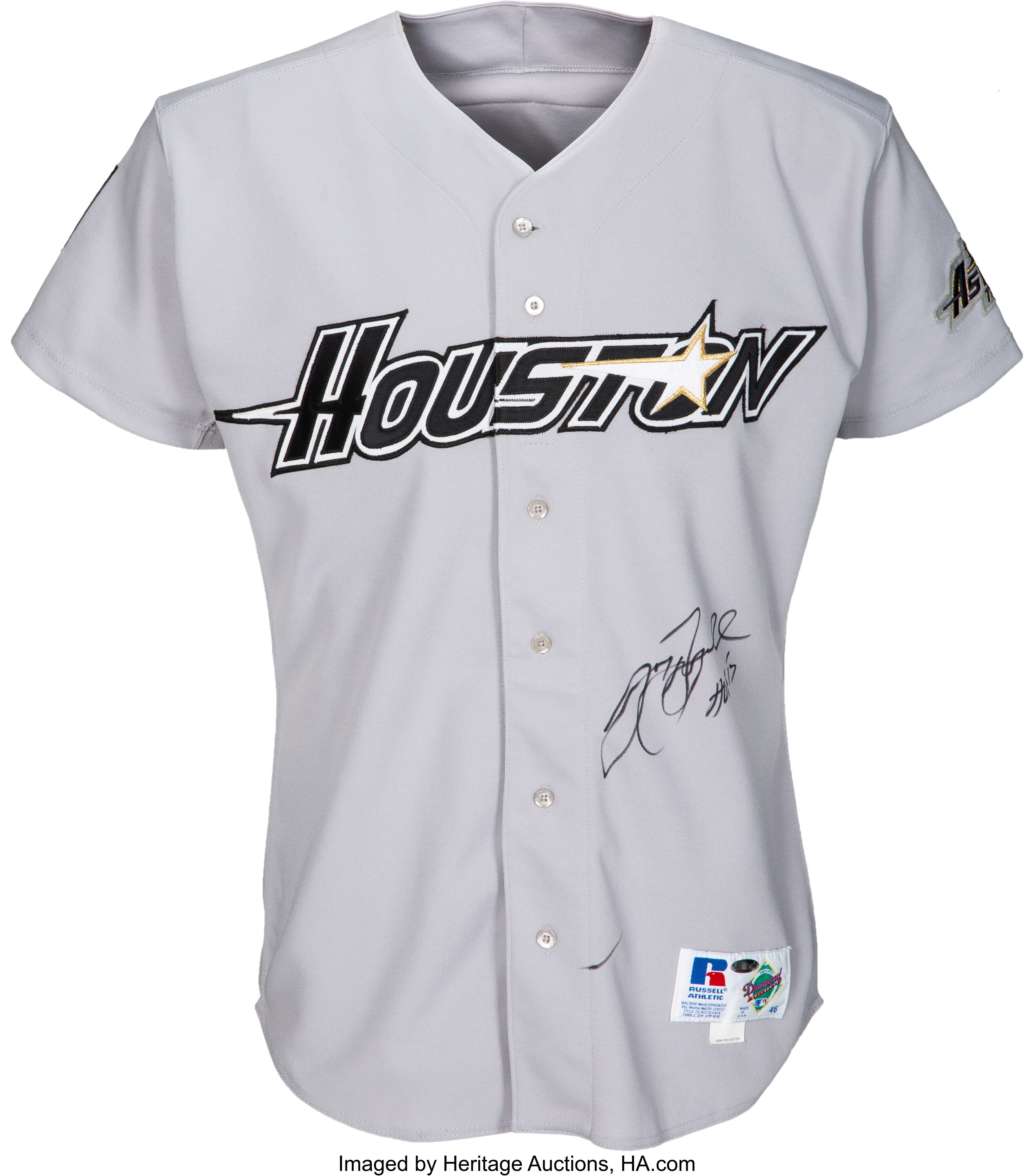 1994 Jeff Bagwell Game Worn & Signed Houston Astros Jersey - From, Lot  #50432