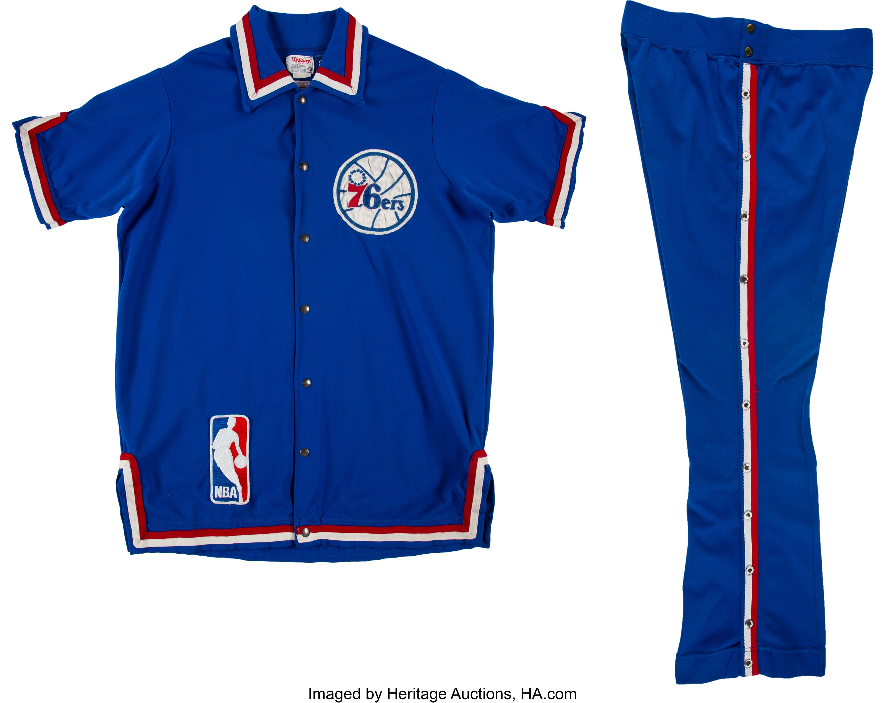 1986-87 World B. Free Game Worn Philadelphia 76ers Uniform with, Lot  #50830