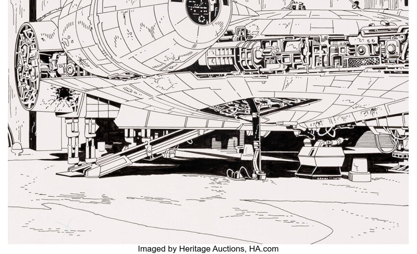 millennium falcon original sketches