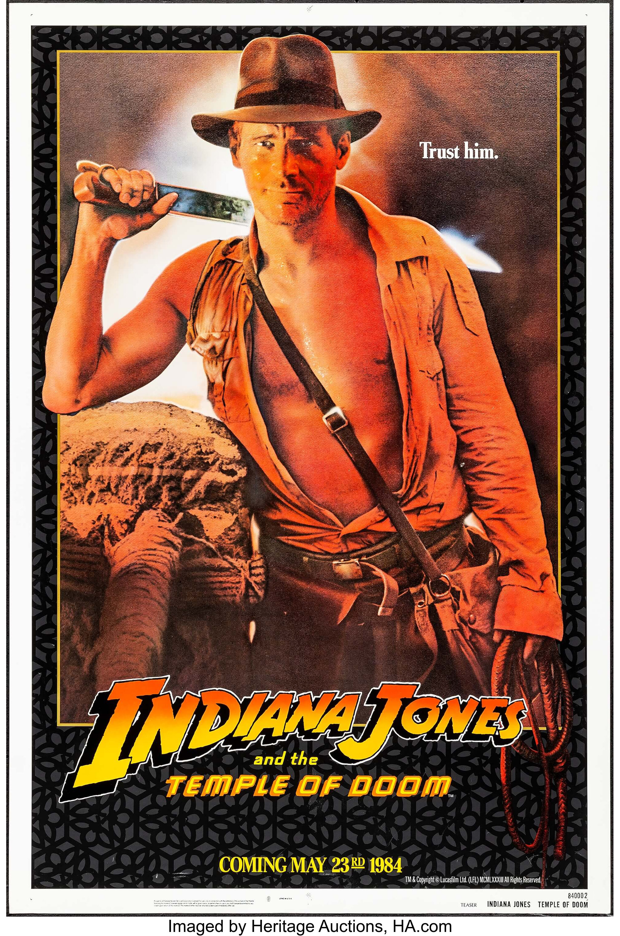 Indiana Jones and the Temple of Doom Movie Poster 1984 1 Sheet