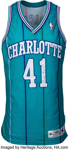 Glen Rice Signed Charlotte Hornets Black Pinstriped Jersey (JSA