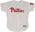 The Phillies 1992 prototype road jersey with Philadelphia script