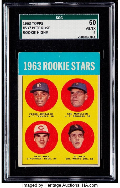 1963 Topps Pete Rose - 1963 Rookie Stars #537 SGC 50 VG/EX 4., Lot  #44061