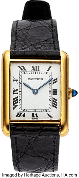 Cartier 18K YG Ladies Tank Manual Wind Watch