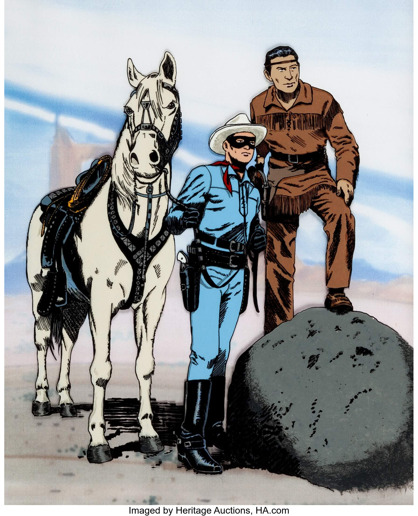 Lone Ranger And Tonto Animation Style Cel Illustration Original Lot