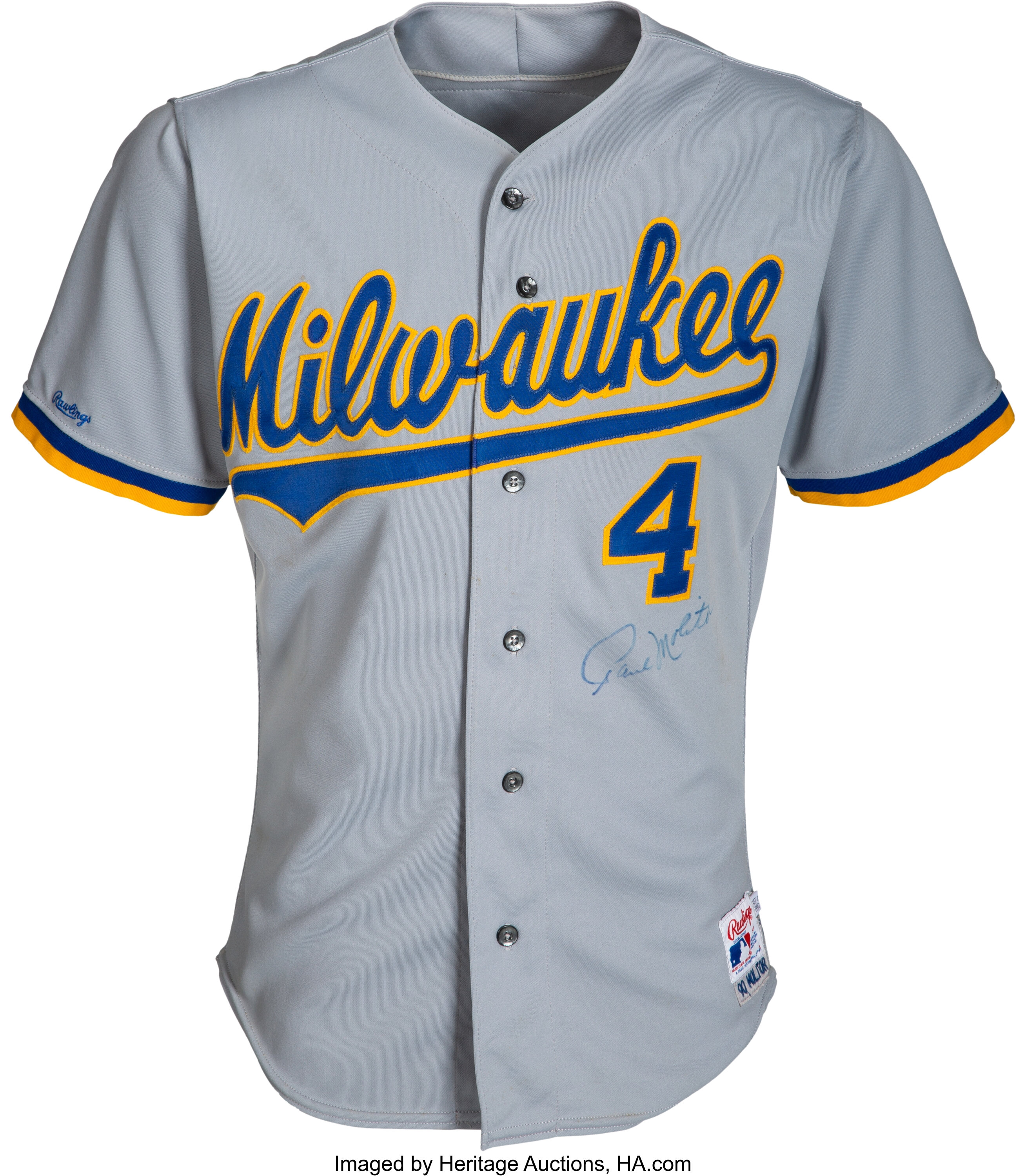 1990 Paul Molitor Game Worn & Signed Milwaukee Brewers Jersey