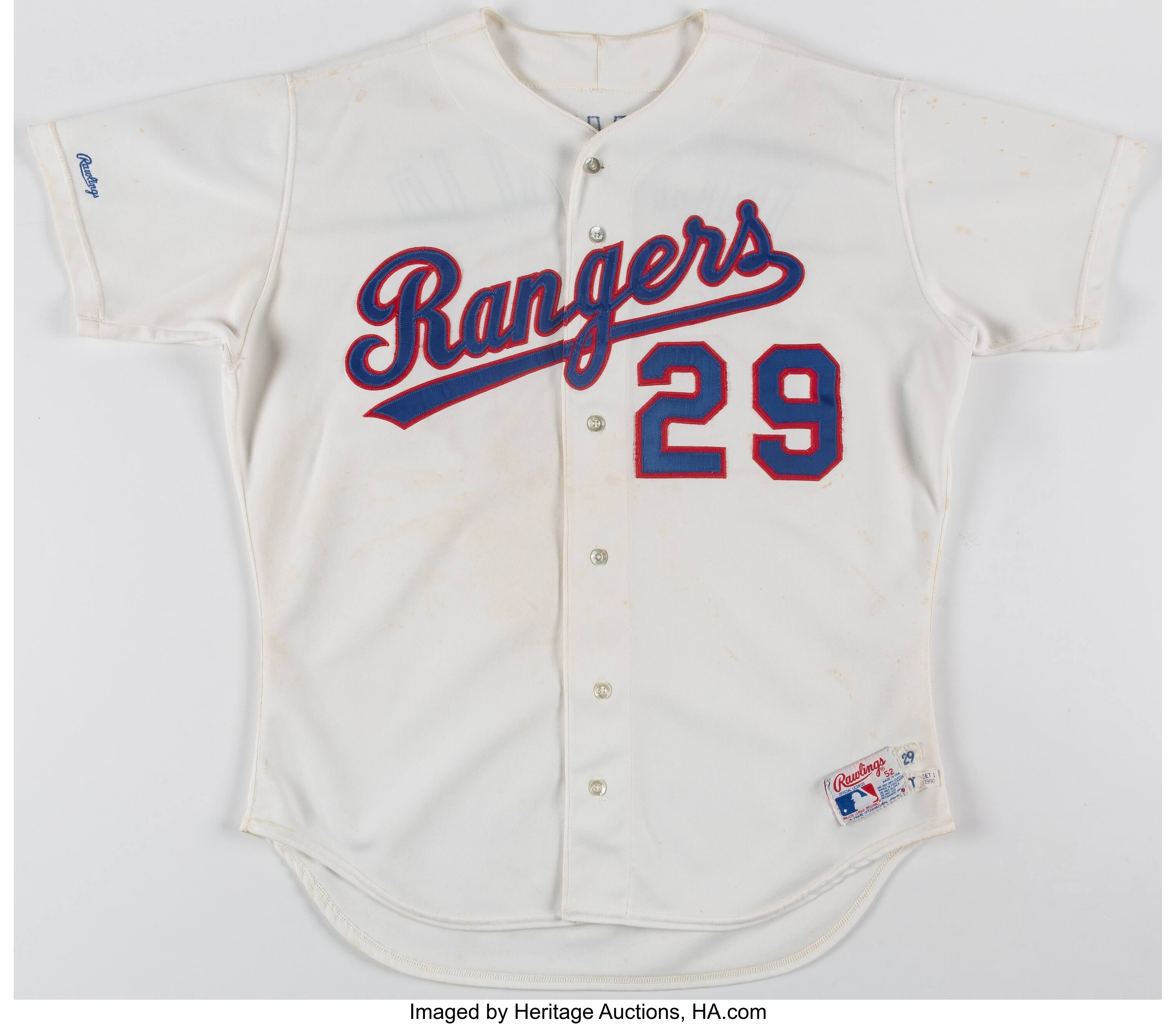 1990 Pete Incaviglia Texas Rangers Game Worn Jersey. Baseball, Lot  #45167