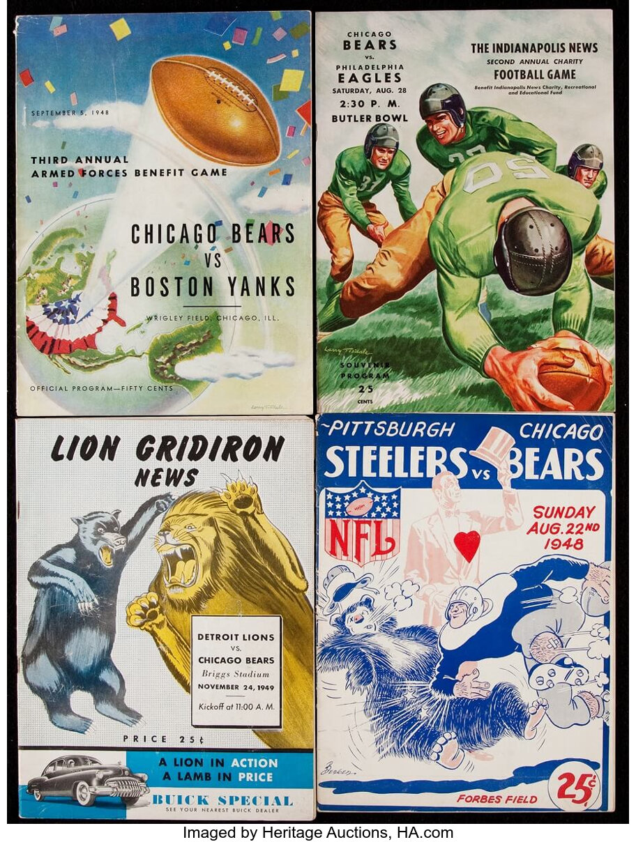 1948-49 Chicago Bears Program Lot of 4. Football Collectibles, Lot  #45194