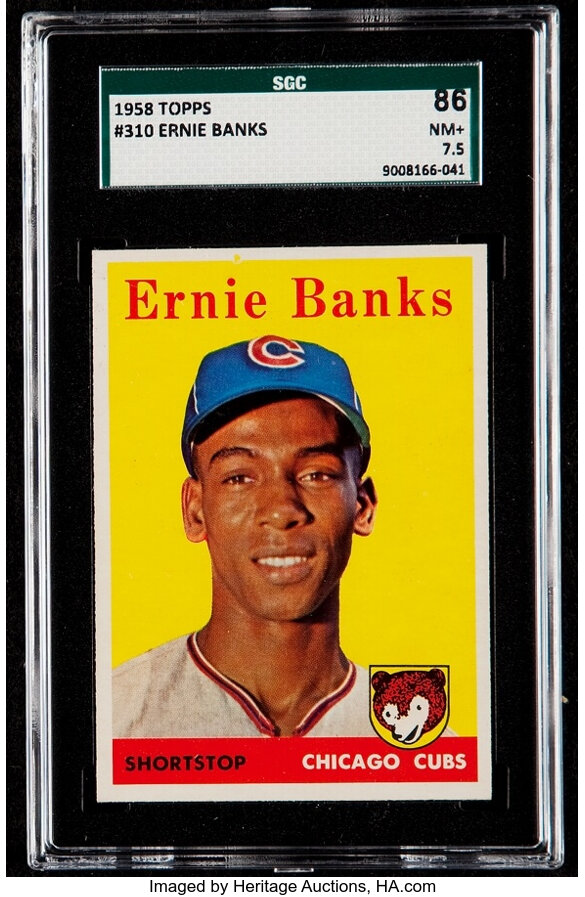 Topps Glossy Ernie Banks Baseball Card Chicago Cubs