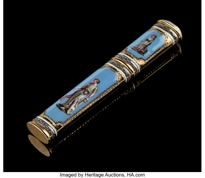 A Swiss Gold And Enamel Needle Case Geneva Circa 1790 Marks