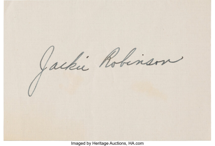 Sold at Auction: Jackie Robinson signature slip