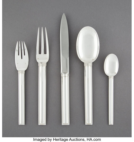 Amazing 5 piece Puiforcat Cannes Cutlery Set Sterling Silver