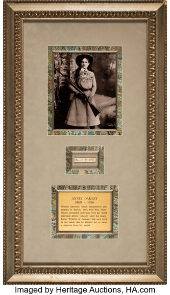 Circa 1920 Annie Oakley Signed Cut Signature Display.... | Lot #51005 |  Heritage Auctions