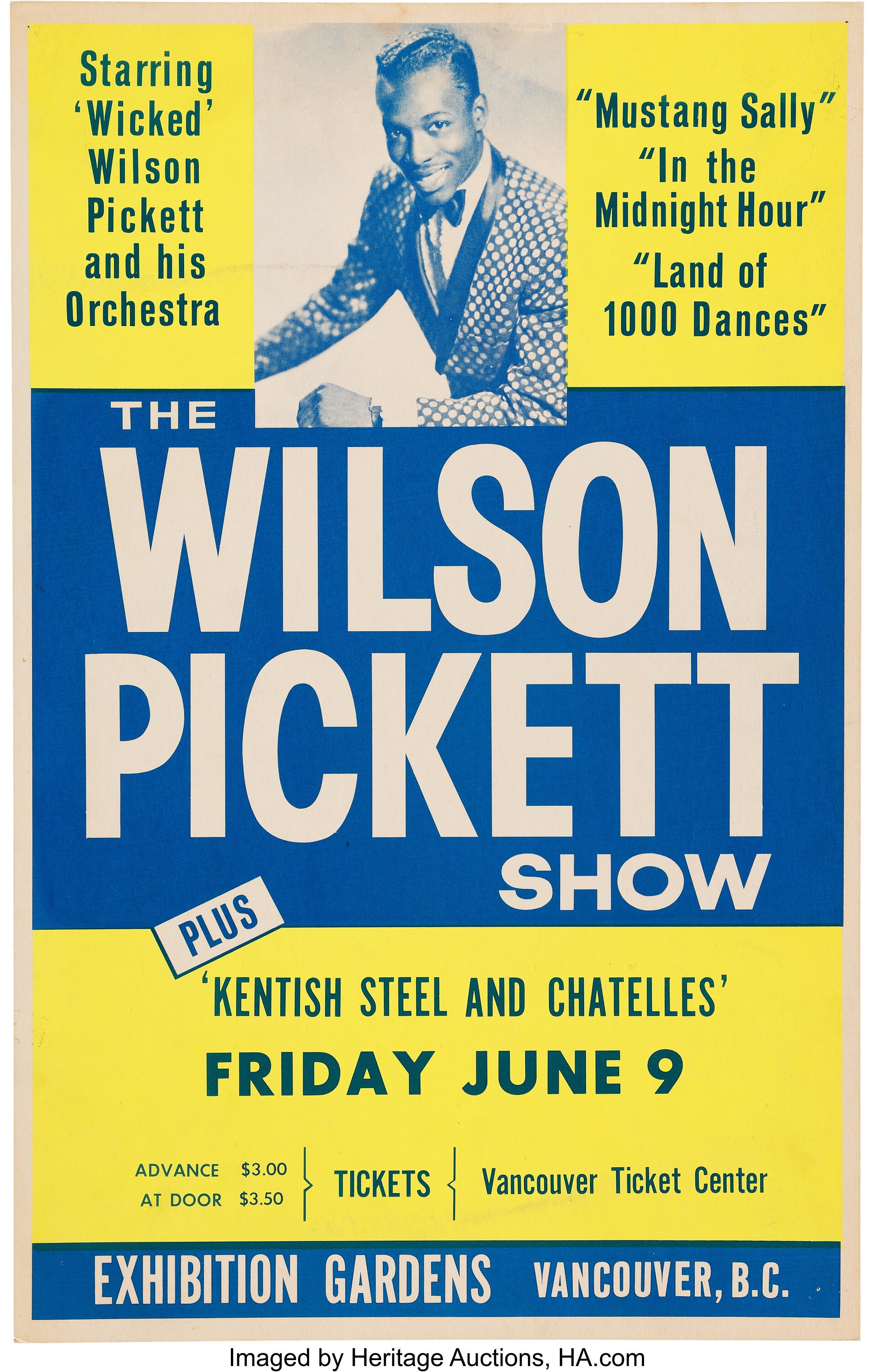 Wilson Pickett Exhibition Gardens Concert Poster (1967). ... Music ...