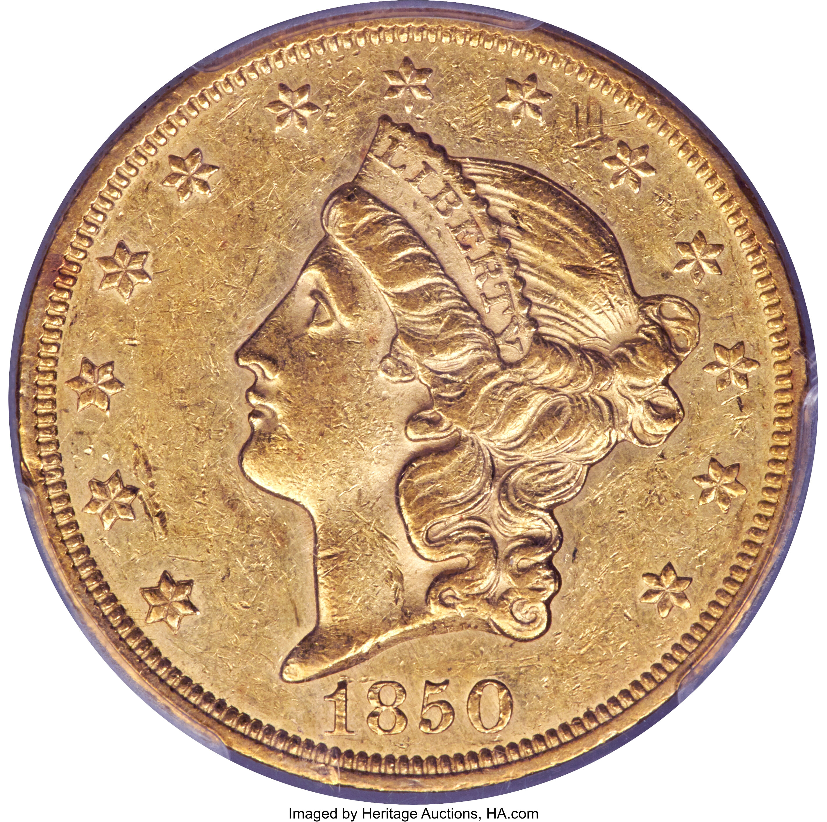 1850 $20 AU55 PCGS. Liberty Double Eagles | Lot #3188 | Heritage