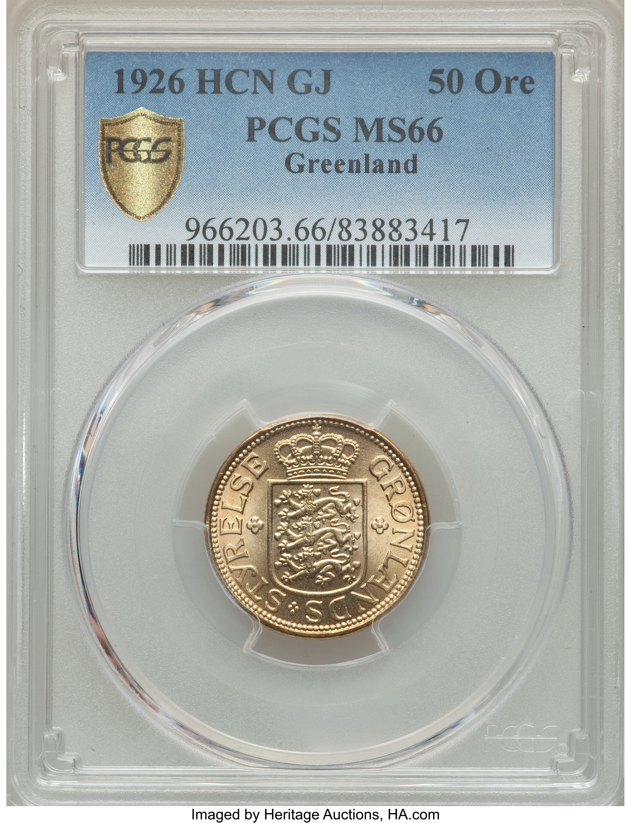 Greenland Danish Colony 50 Ore 1926 H Hcn Gj Ms66 Pcgs Lot Heritage Auctions