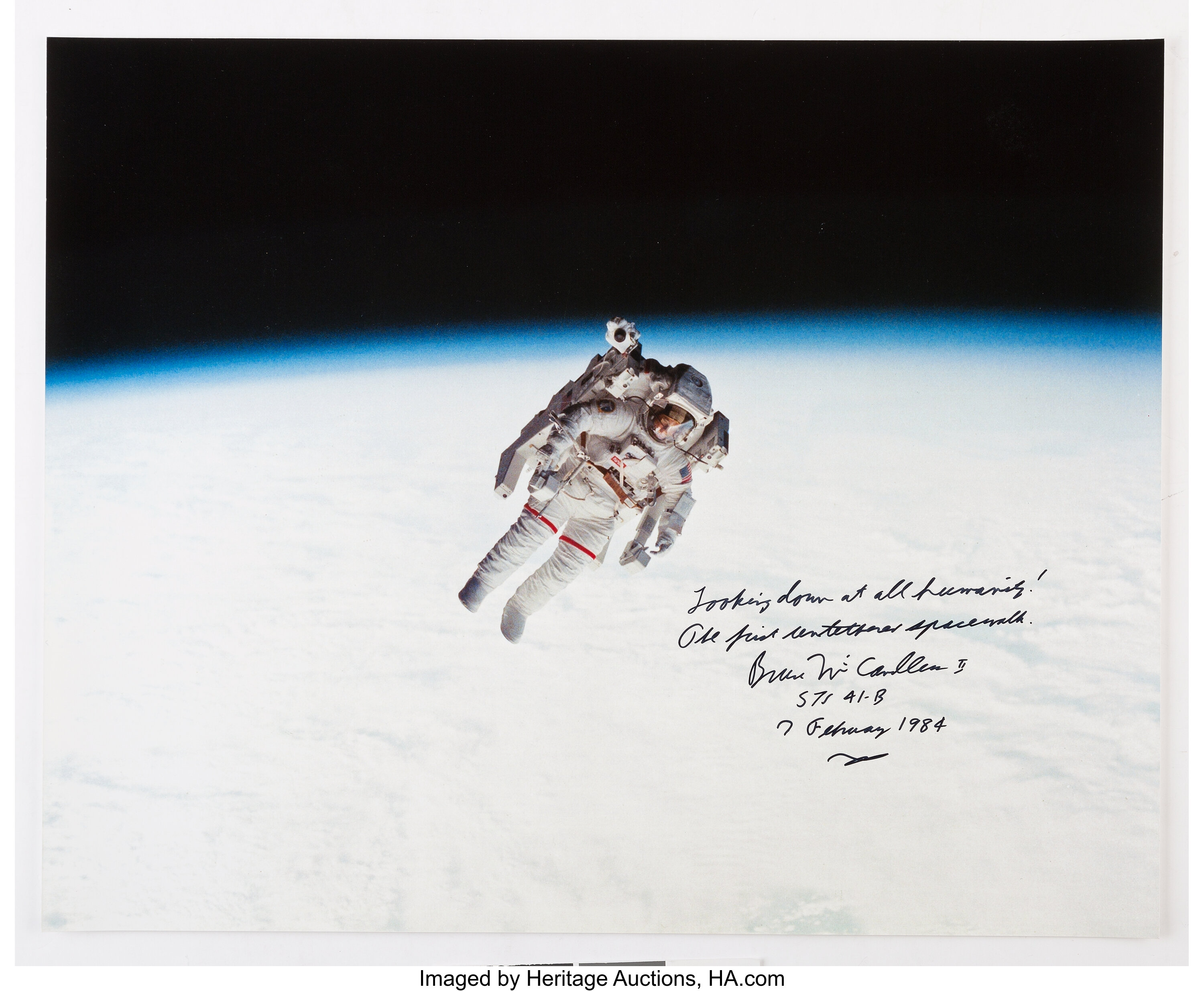 Bruce McCandless Signed Large STS-41-B Untethered EVA Color Photo ...