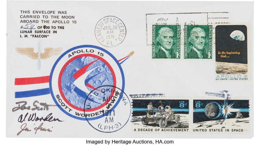 Vintage First Day of Issue August 2, 1971 $.08 cent Stamps w/ Cachet.  APOLLO 15