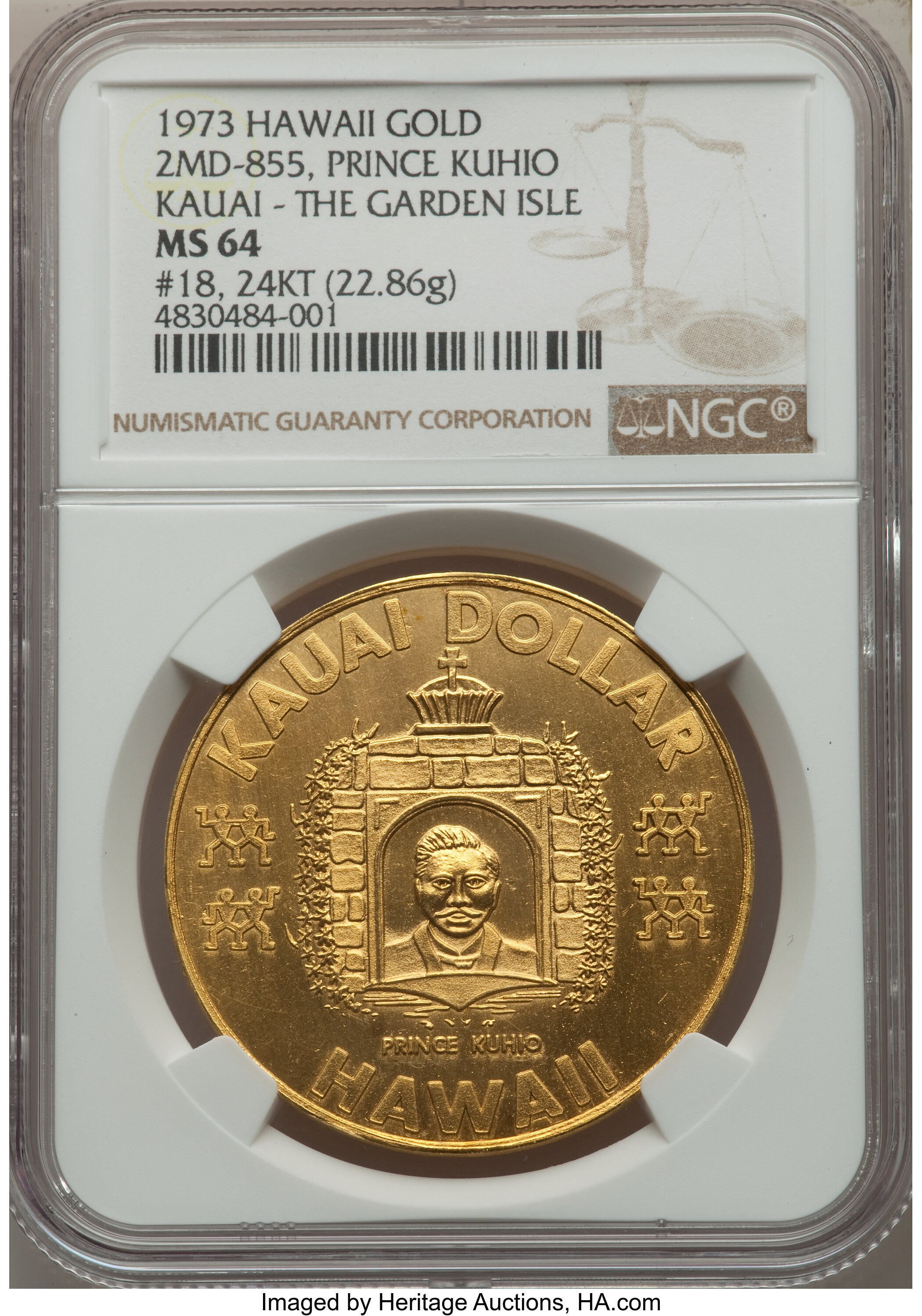 1973 Prince Kuhio Kauai Dollar, The Garden Isle, MS64 NGC. M. | Lot #4328 |  Heritage Auctions