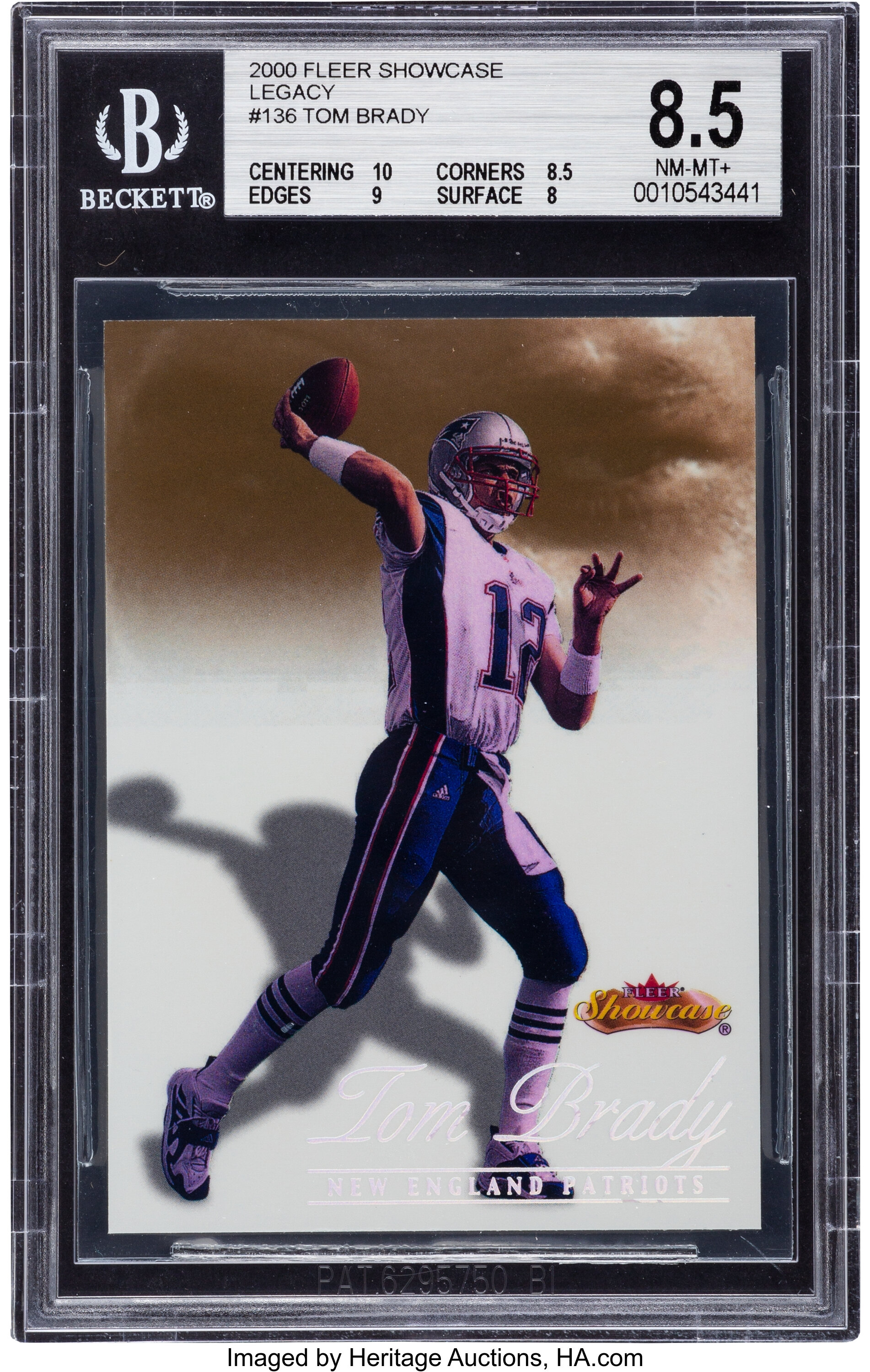 2000 Fleer Showcase Tom Brady Legacy #136 Numbered 12/20 BGS NM-MT+, Lot  #81748