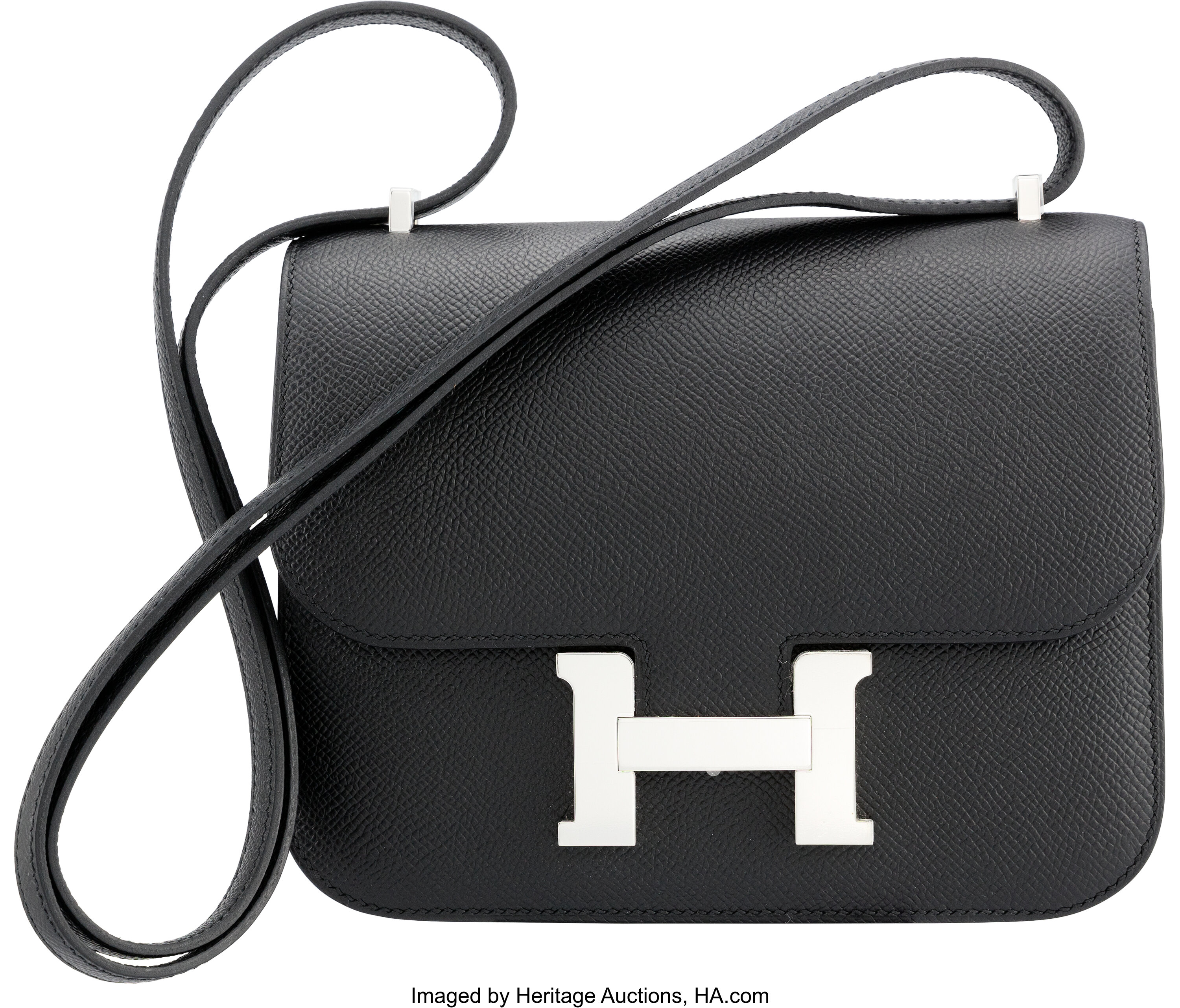 Sold at Auction: Vintage Hermes Constance Black Leather Shoulder Bag