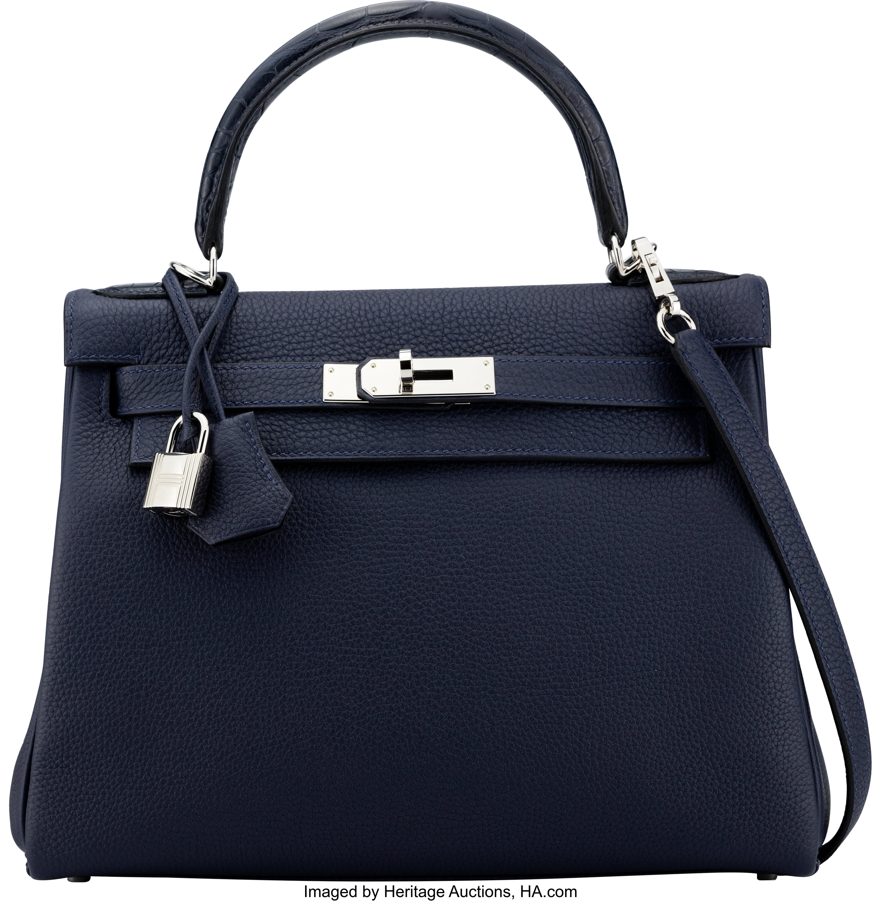 Hermes Kelly 28 Touch Bleu Nuit Togo + Alligator PHW, Women's