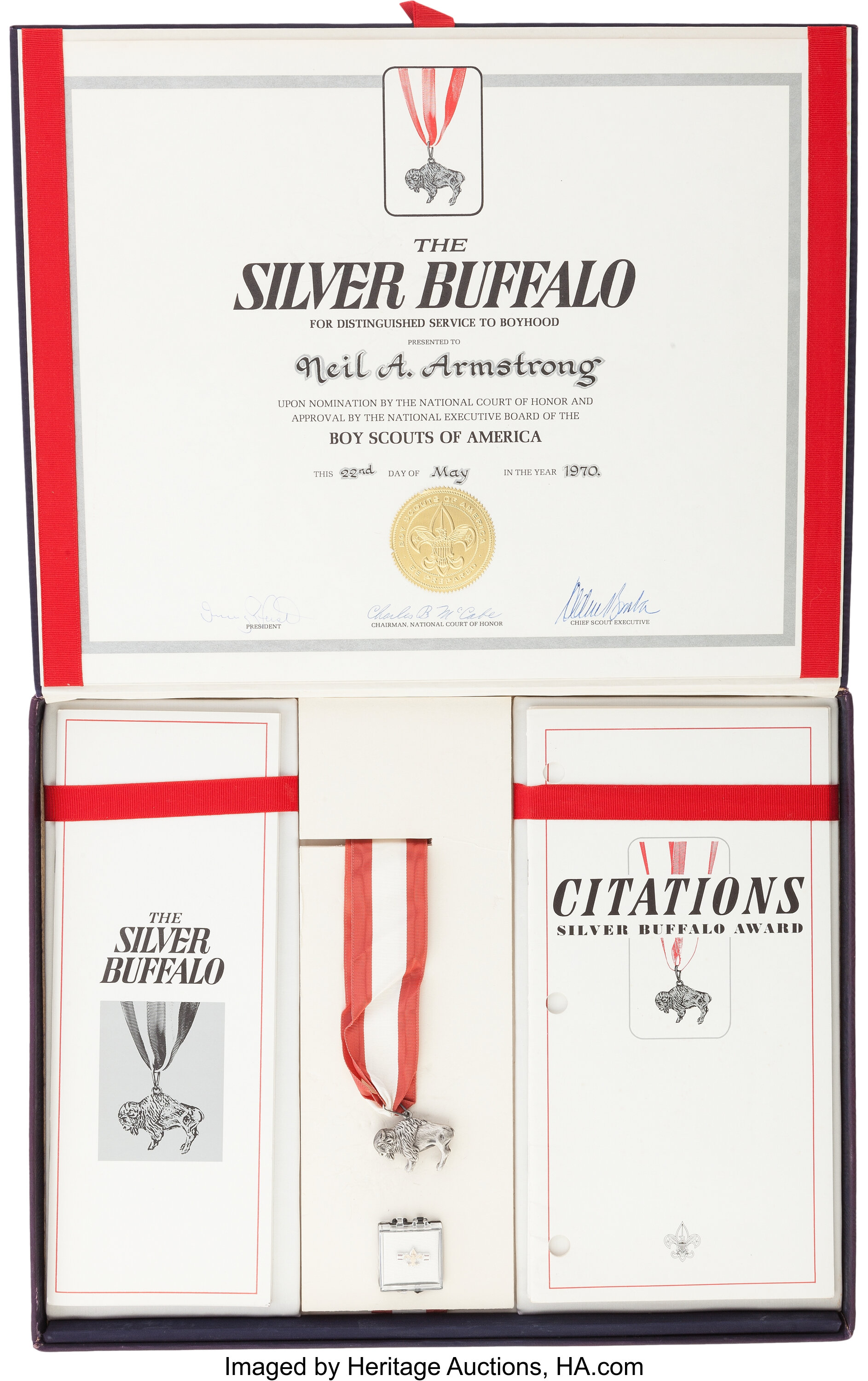 Boy Scouts Neil Armstrong S Silver Buffalo Award For Lot 519 Heritage Auctions