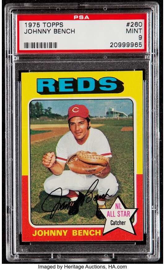 1975 Topps Johnny Bench #260 PSA Mint 9. Baseball Cards Singles, Lot  #44070