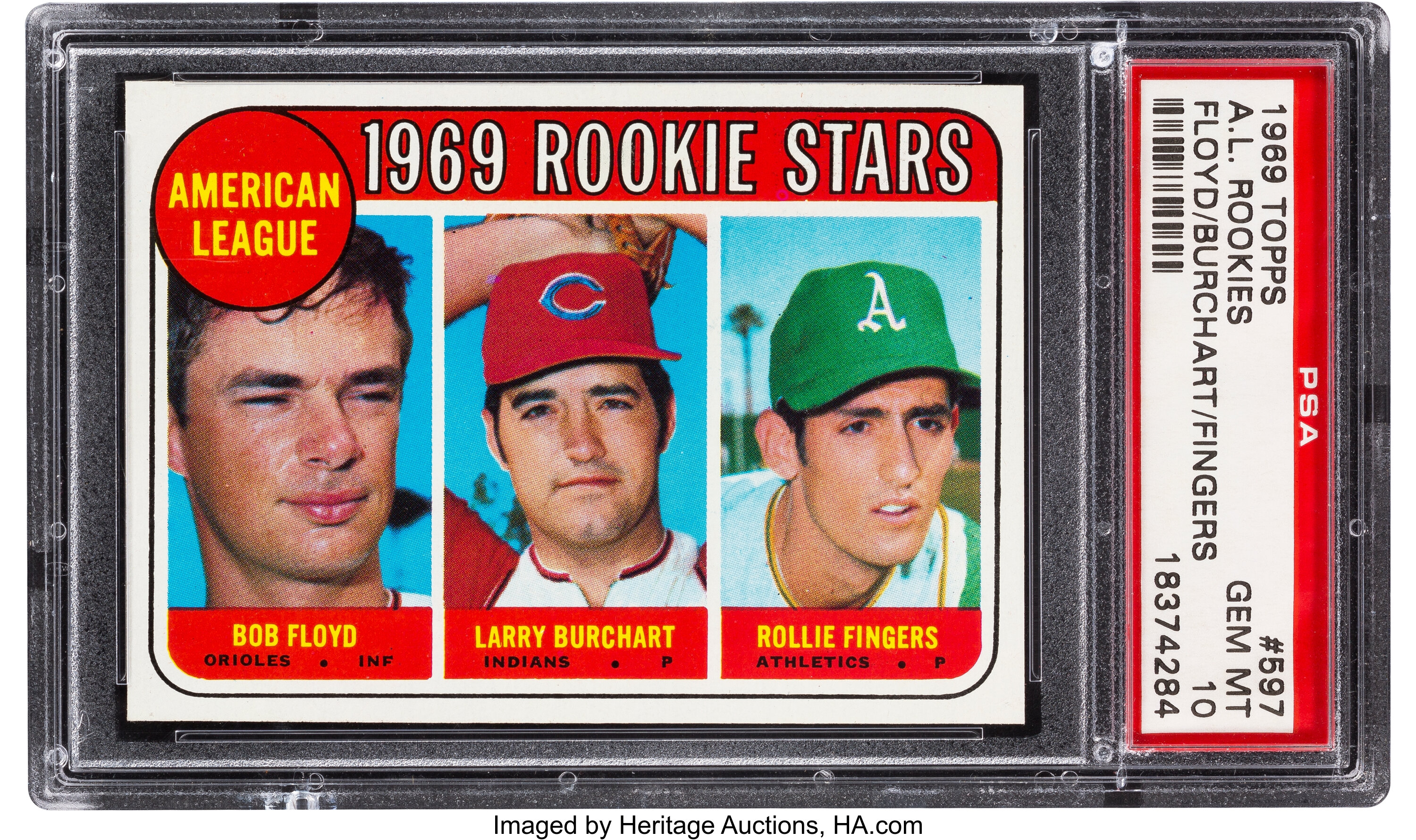 Sold at Auction: 1969 Topps Rookie Stars Baseball Card #597 Rollie Fingers,  Burchart, Floyd