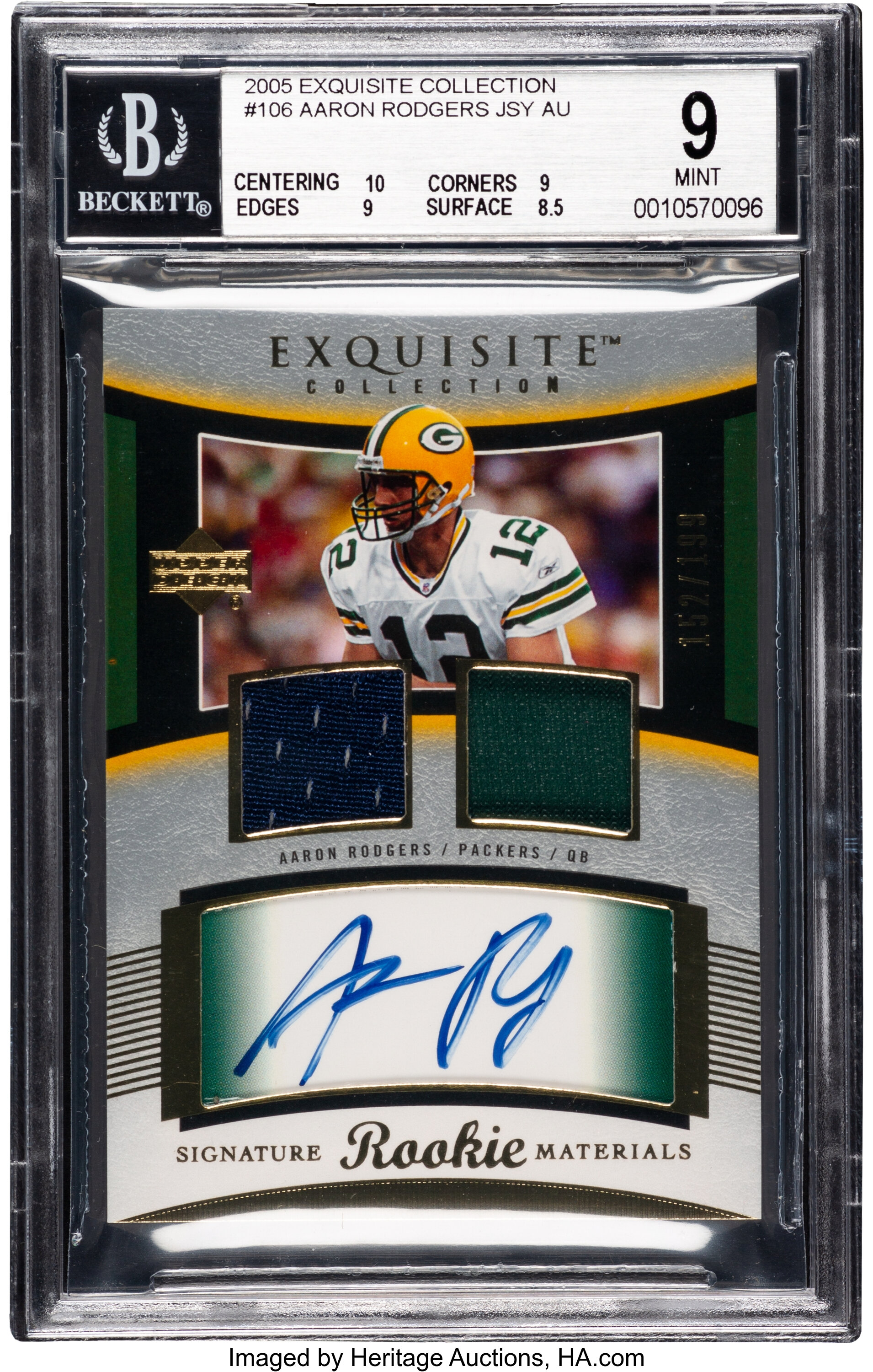 2005 SP Authentic Rookie Authentics Aaron Rodgers #252 BGS Mint 9,, Lot  #81458