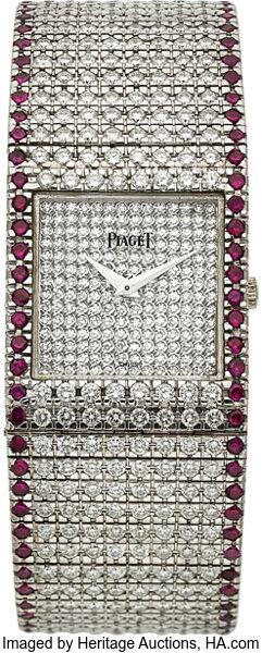 Piaget A Fine and Rare 18k White Gold Diamond and Ruby Set Lot