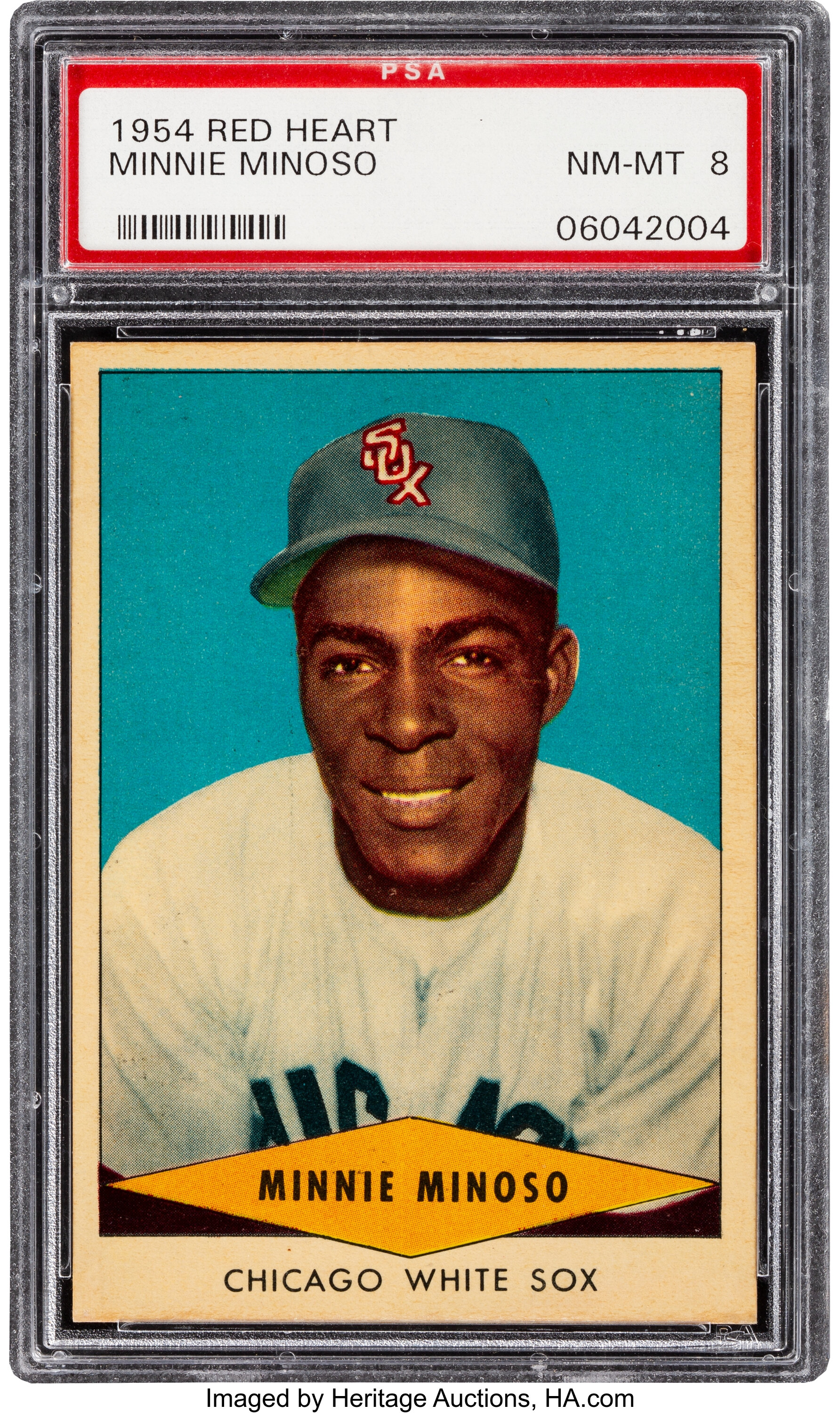 Lot Detail - 1954 Red Heart Dog Food Minnie Minoso PSA 8 NM/MT