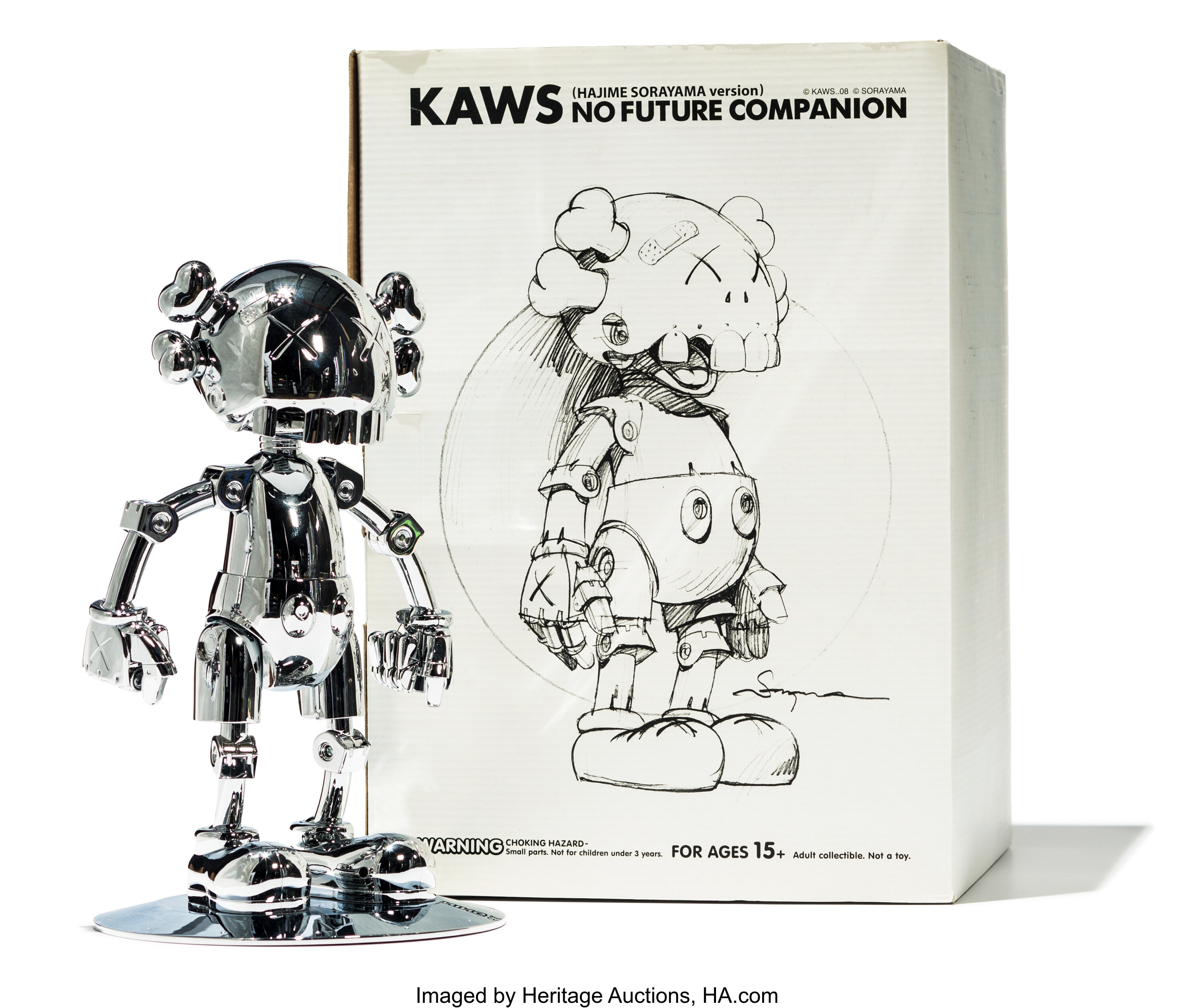 KAWS X Hajime Sorayama. No Future Companion (Silver Chrome), 2008 