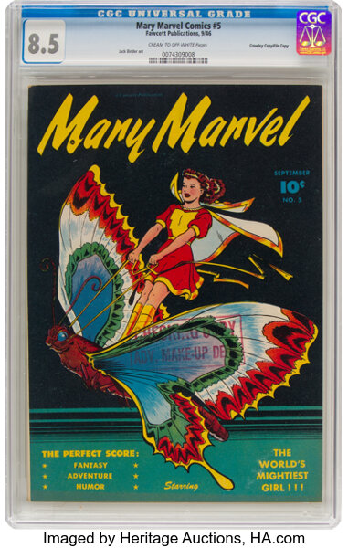 Golden Age (1938-1955):Superhero, Mary Marvel Comics #5 Crowley Copy/File Copy (Fawcett Publications, 1946) CGC VF+ 8.5 Cream to off-white pages....