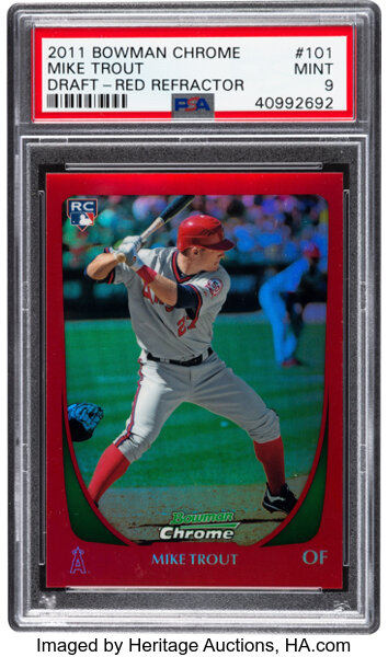 2011 Bowman Chrome Draft Mike Trout (Red Refractor) #101 PSA Mint