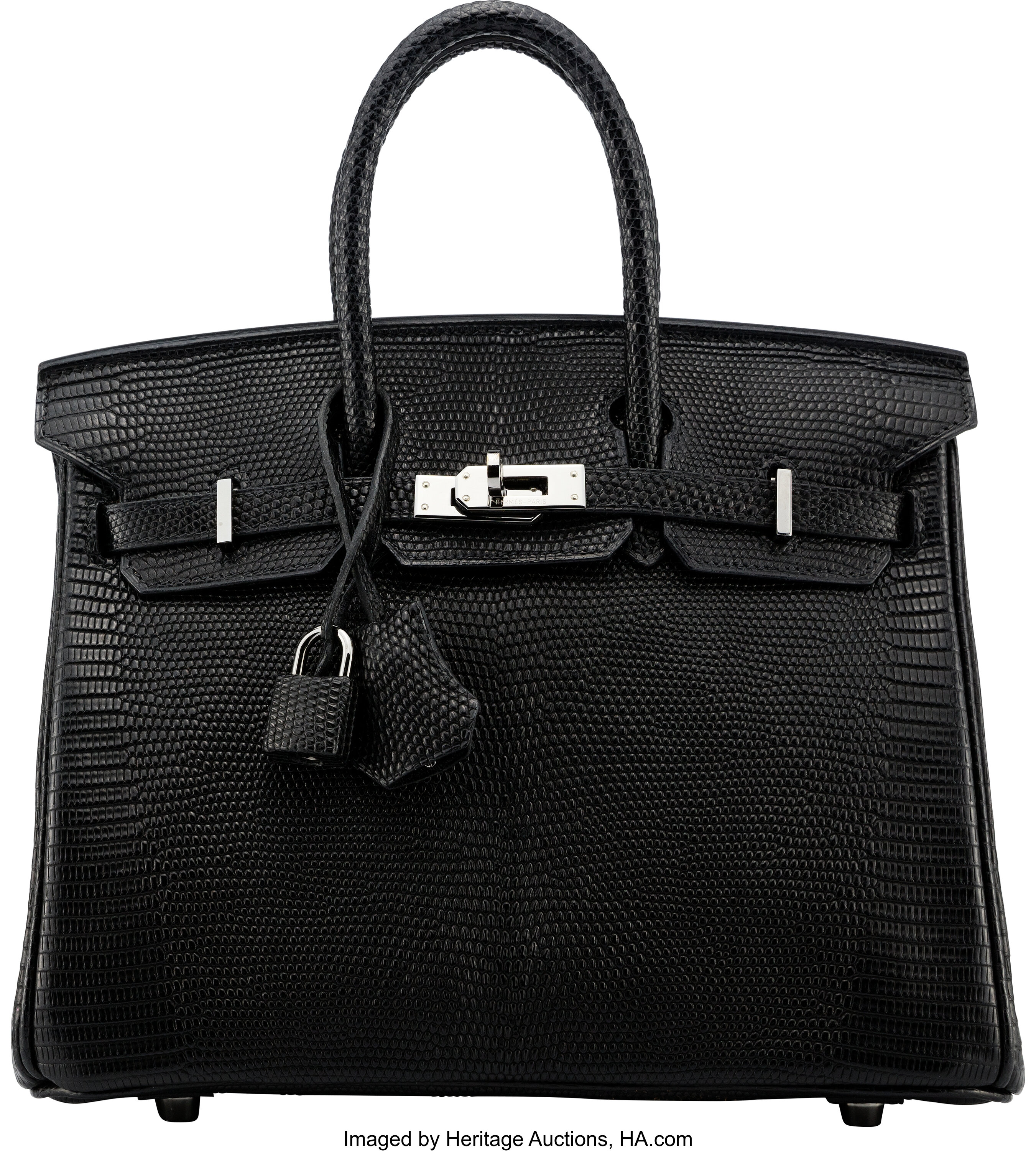 Hermès 25cm Matte Black Salvator Lizard Birkin Bag with Ruthenium | Lot ...