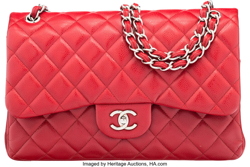 Chanel Red Quilted Caviar Leather Jumbo Double Flap Bag with Silver | Lot  #58008 | Heritage Auctions