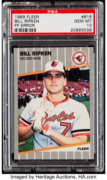 1989 Fleer Bill Ripken FF Error Rookie Card PSA 10 Gem Mint RC #616 F-ck  Face!!