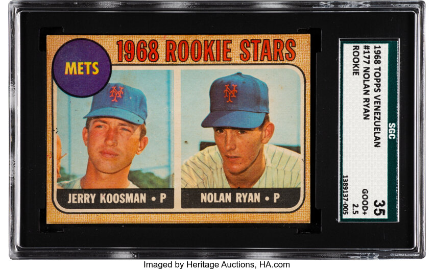 1968 TOPPS #177 1968 ROOKIE STARS JERRY KOOSMAN & NOLAN RYAN BASEBALL CARD  - Isabell Auction