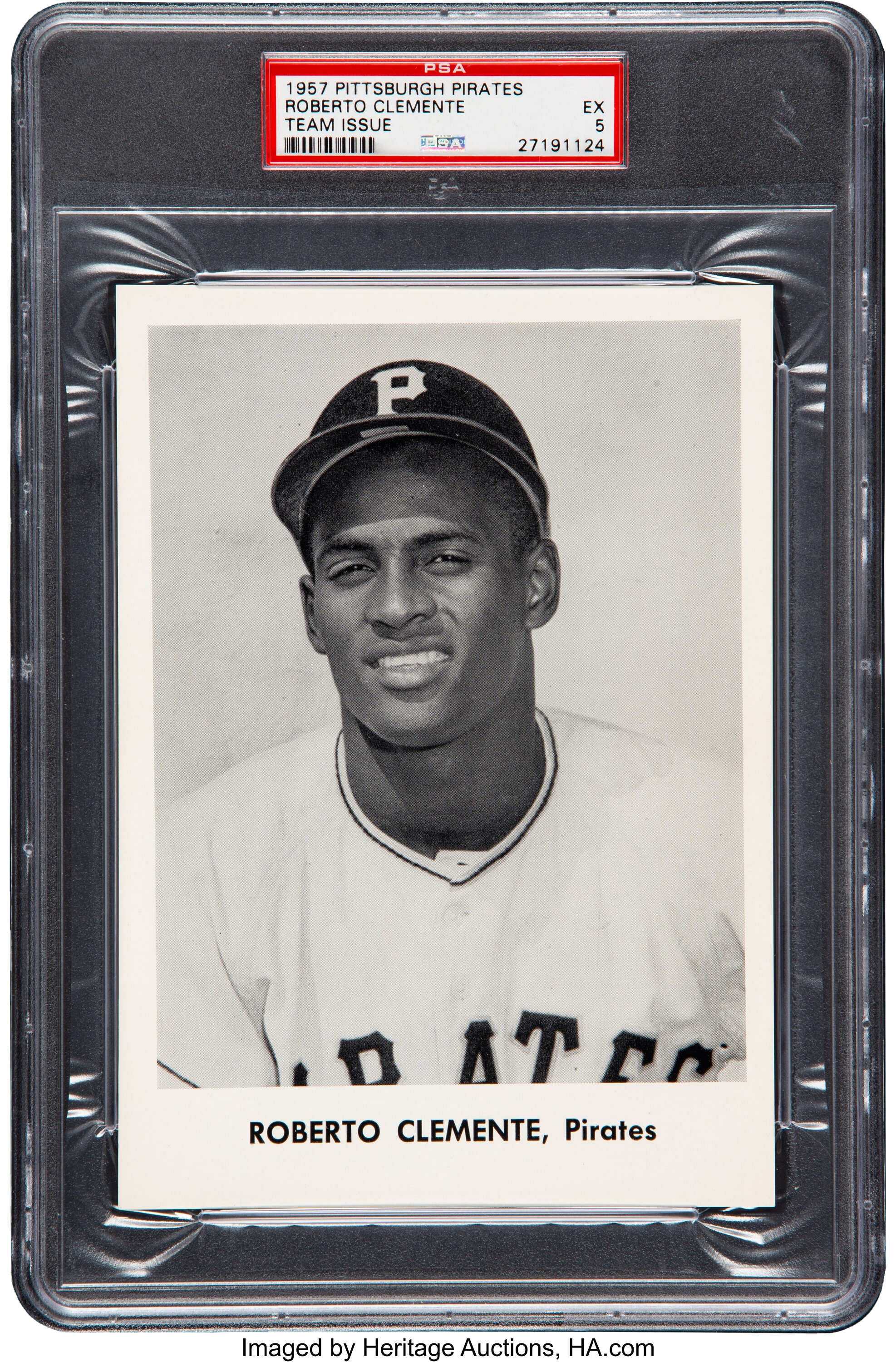 1957 Pittsburgh Pirate Team Issue Roberto Clemente PSA EX 5 - Pop, Lot  #80908