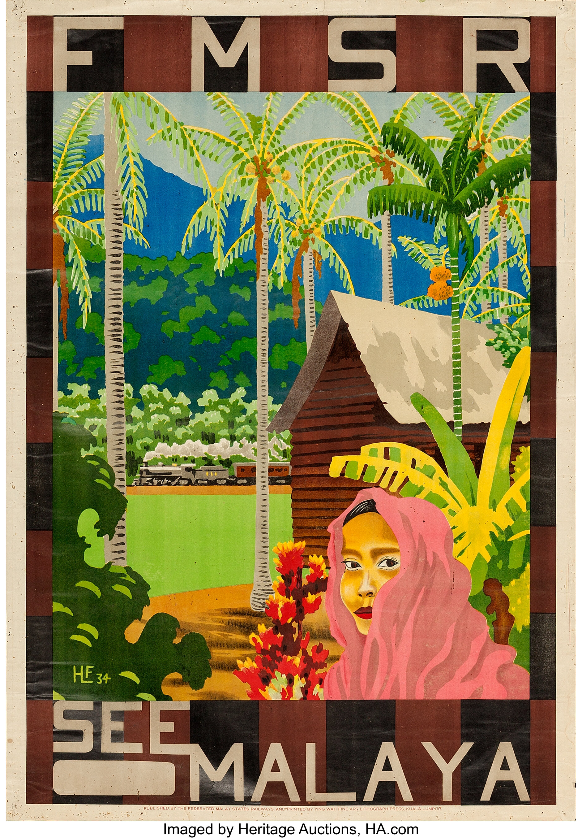 Federated Malay States Railways 1934 Malayan Travel Poster Lot 86145 Heritage Auctions