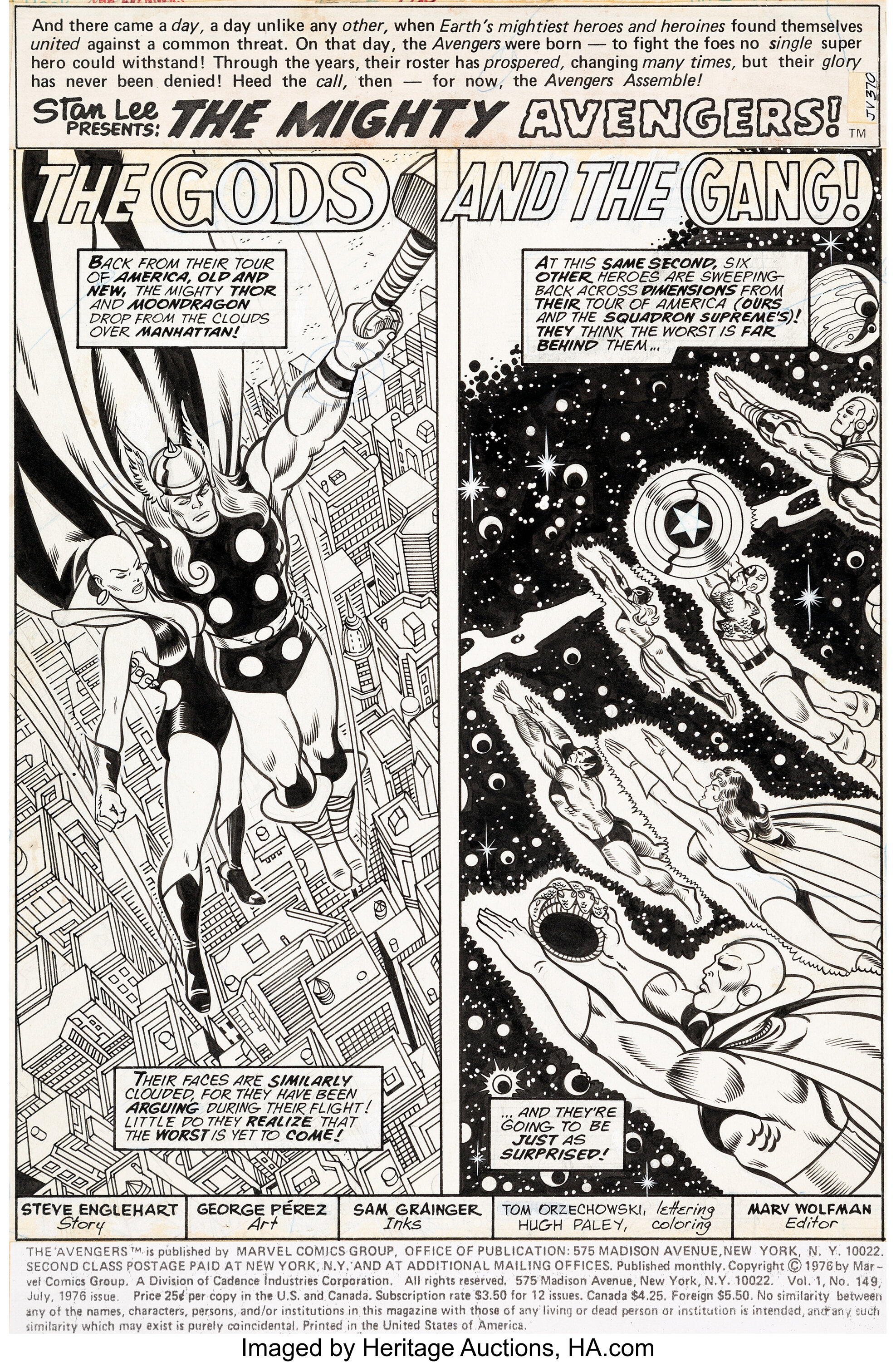 George Pérez And Sam Grainger Avengers 149 Story Page 1 - 